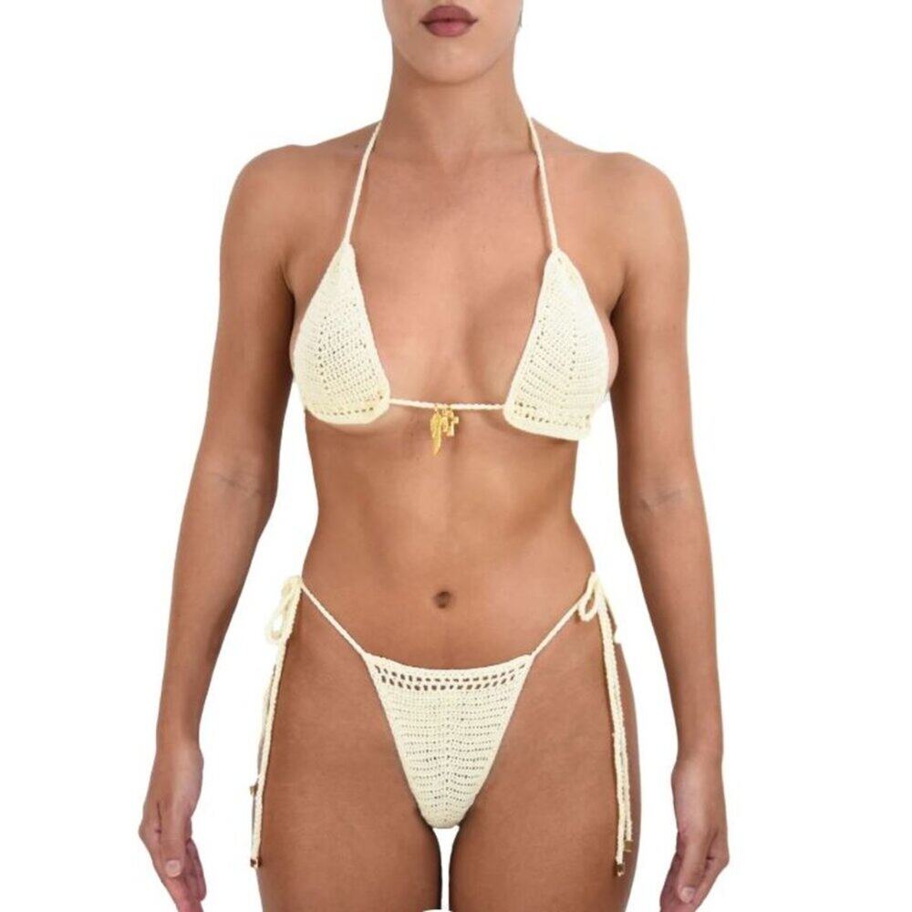 New Heart of Sun Crochet Sol Bikini Set Sz XS